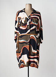 Robe mi-longue imprimé fantaisie manches longues marron JOSEPH RIBKOFF femme