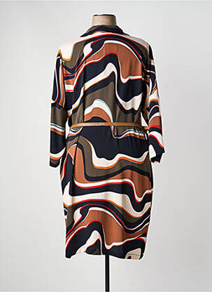 Robe mi-longue imprimé fantaisie manches longues marron JOSEPH RIBKOFF femme