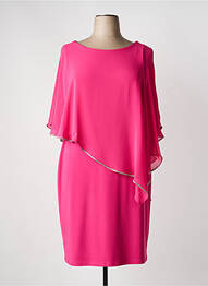 Robe mi-longue tissage crêpe manches courtes rose JOSEPH RIBKOFF femme