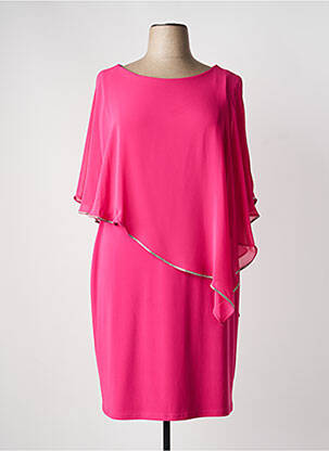 Robe mi-longue tissage crêpe manches courtes rose JOSEPH RIBKOFF femme