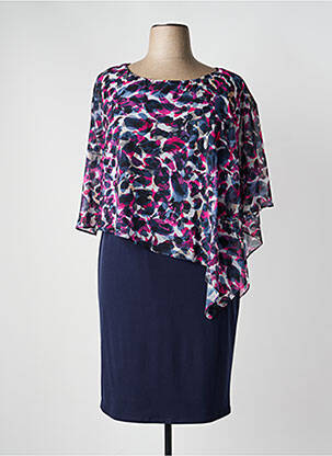 Robe mi-longue imprimé fantaisie manches courtes bleu VERA MONT femme