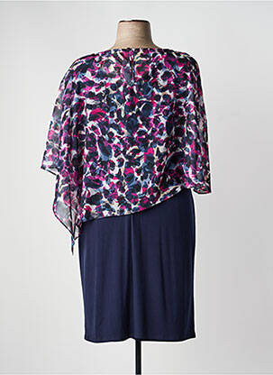 Robe mi-longue imprimé fantaisie manches courtes bleu VERA MONT femme