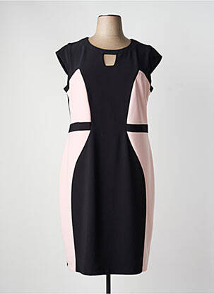Robe mi-longue fermeture zippée au dos manches courtes noir JOSEPH RIBKOFF femme