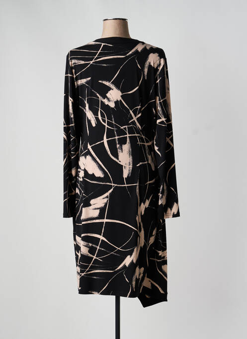 Robe mi-longue imprimé fantaisie manches longues noir JOSEPH RIBKOFF femme