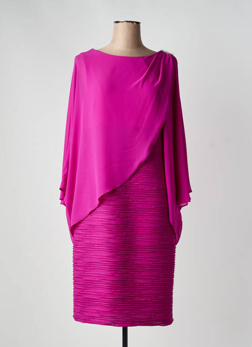 Robe mi-longue tissage crêpe manches courtes rose JOSEPH RIBKOFF femme