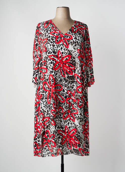 Robe mi-longue manches 3/4 manches 3/4 rouge SEMPRE PIU femme