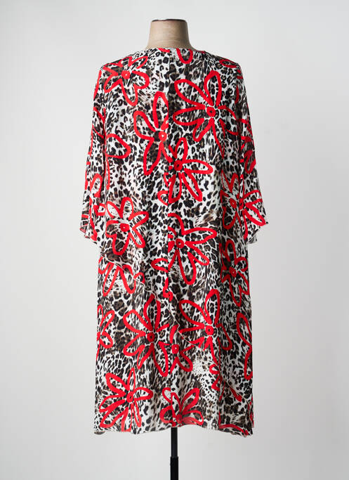 Robe mi-longue manches 3/4 manches 3/4 rouge SEMPRE PIU femme