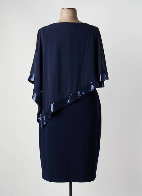Robe mi-longue tissage crêpe manches courtes bleu JOSEPH RIBKOFF femme