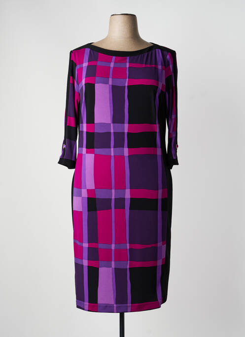 Robe mi-longue imprimé fantaisie manches courtes violet JOSEPH RIBKOFF femme