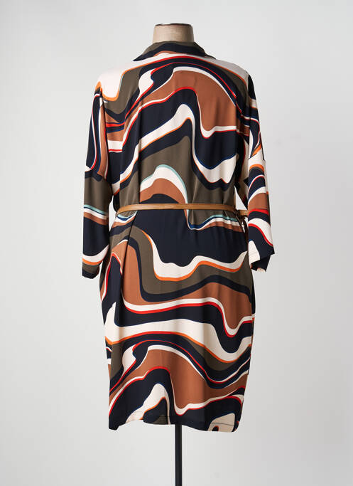Robe mi-longue imprimé fantaisie manches longues marron JOSEPH RIBKOFF femme