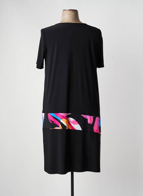 Robe mi-longue imprimé fantaisie manches courtes noir JOSEPH RIBKOFF femme