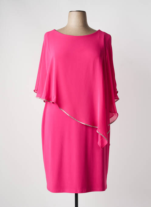 Robe mi-longue tissage crêpe manches courtes rose JOSEPH RIBKOFF femme