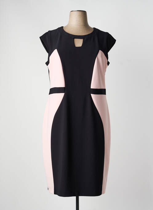 Robe mi-longue fermeture zippée au dos manches courtes noir JOSEPH RIBKOFF femme
