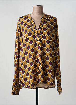 Blouse tissage popeline manches longues jaune STORIATIPIC femme