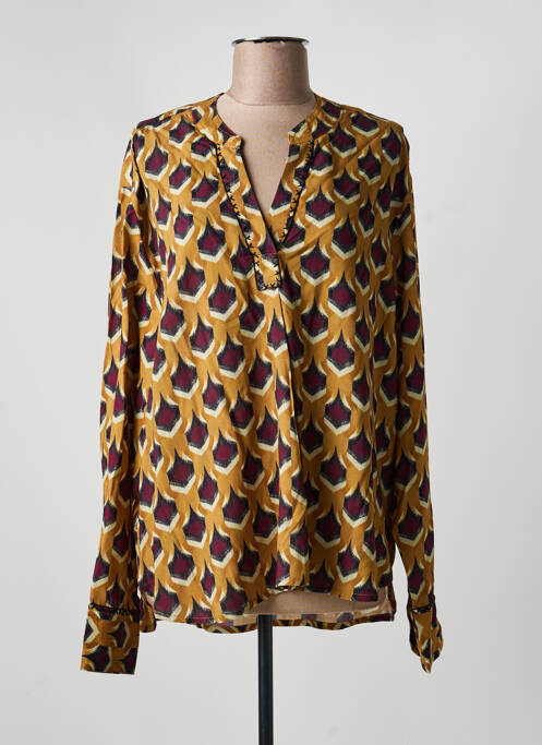 Blouse tissage popeline manches longues jaune STORIATIPIC femme