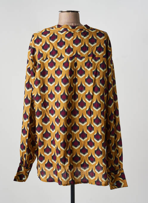 Blouse tissage popeline manches longues jaune STORIATIPIC femme