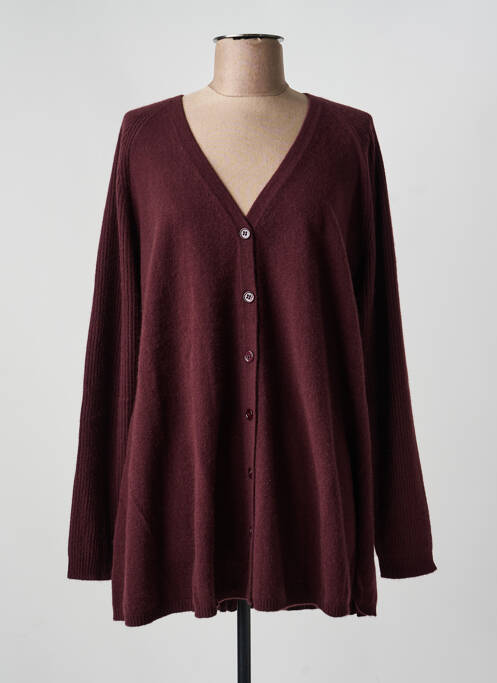 Gilet manches longues fermeture boutonnée sur le devant violet ESTHEME femme