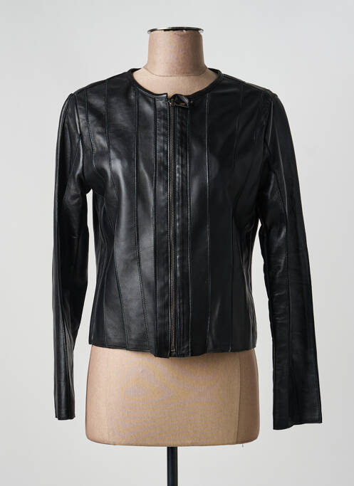 Veste en cuir coupe cintrée noir L'UNIVERS DU LUXE femme