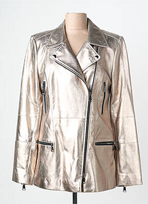 Veste en cuir fermeture zip séparable argent L'UNIVERS DU LUXE femme