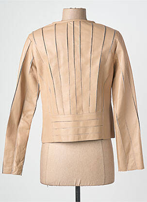Veste en cuir coupe cintrée beige L'UNIVERS DU LUXE femme