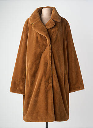 Manteau long fermeture pressionnée sans capuche marron JOSEPH RIBKOFF femme