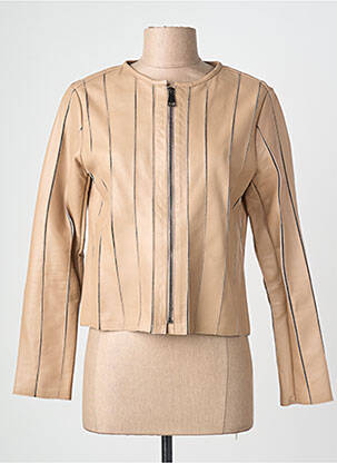 Veste en cuir coupe cintrée beige L'UNIVERS DU LUXE femme