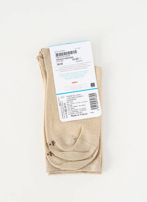 Chaussettes coutures renforcées or BLEU FORET femme