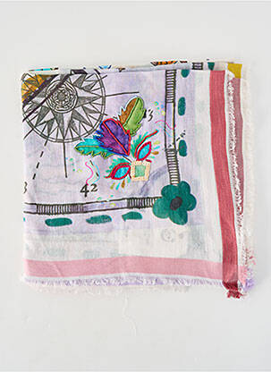 Foulard tissage popeline rose STORIATIPIC femme