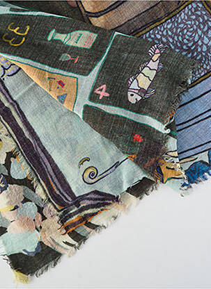 Foulard légère et transparente bleu STORIATIPIC femme