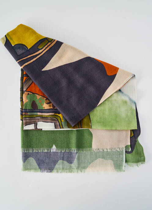 Foulard tissage popeline vert STORIATIPIC femme