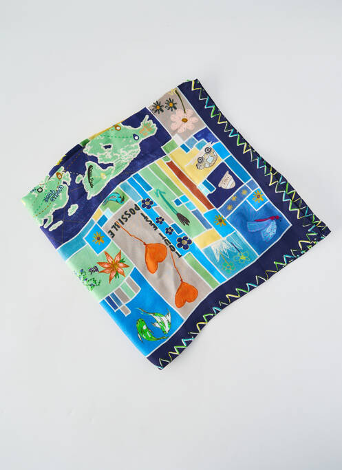 Foulard effet matière satinée bleu STORIATIPIC femme