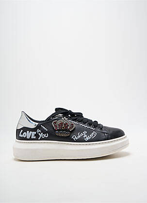 Baskets tissage satiné talon de 4 à 6cm noir GIO+ femme