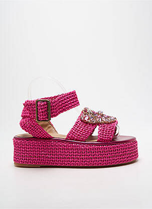 Sandales/nu pieds tissage satiné talon de 4 à 6cm rose FIORINA femme