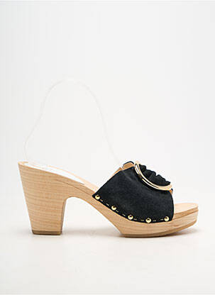 Mules/sabots tissage satiné talon de 4 à 6cm noir YOUYOU femme