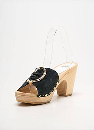 Mules/sabots tissage satiné talon de 4 à 6cm noir YOUYOU femme