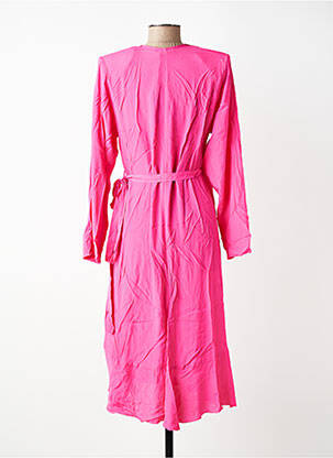 Robe mi-longue tissage crêpe manches longues rose SEVENTY femme