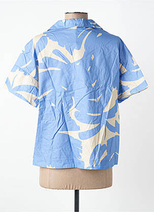 Blouse tissage popeline manches courtes bleu P SOPHIA femme