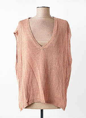 Pull col v sans manche rose MAEVY femme