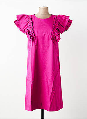 Robe mi-longue manches courtes manches courtes rose ALPHA STUDIO femme