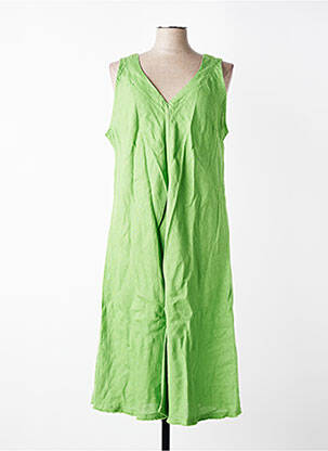 Robe mi-longue coupe évasée sans manche vert HARIS COTTON femme