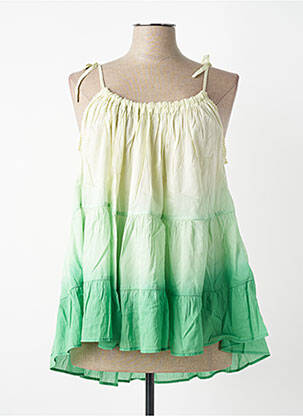 Tunique manches longues tissage crêpe vert SEVENTY femme