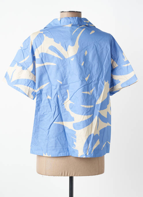 Blouse tissage popeline manches courtes bleu P SOPHIA femme