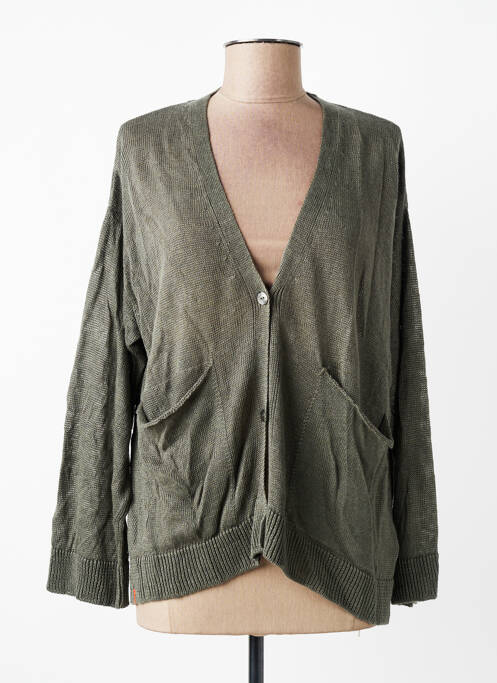 Gilet manches longues stretch vert MAEVY femme