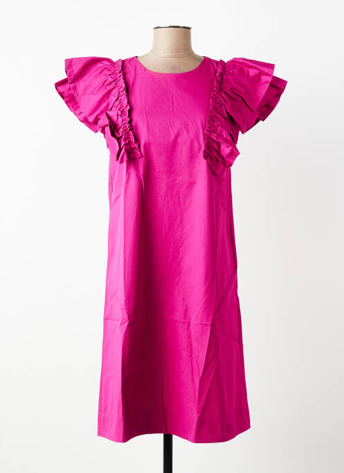 Robe mi-longue manches courtes manches courtes rose ALPHA STUDIO femme