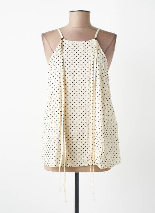 Top col carré fines bretelles beige SEVENTY femme