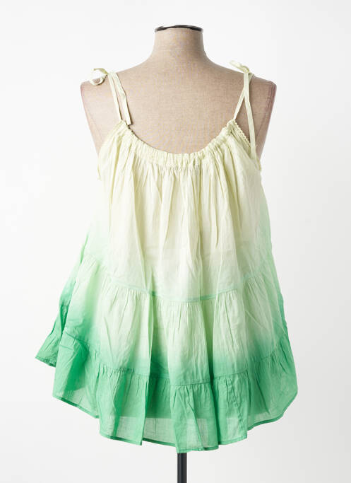 Tunique manches longues tissage crêpe vert SEVENTY femme