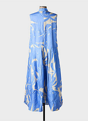 Robe longue tissage popeline sans manche bleu P SOPHIA femme