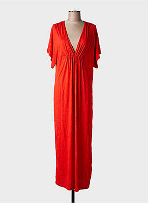 Robe longue manches courtes manches courtes orange MAEVY femme