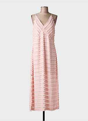 Robe longue tissage crêpe fines bretelles rose NATHALIE CHAIZE femme