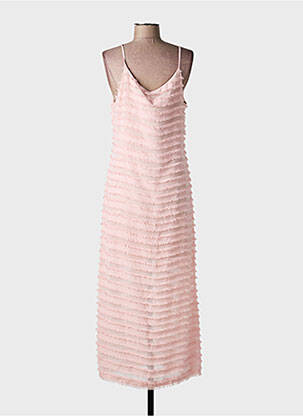Robe longue tissage crêpe fines bretelles rose NATHALIE CHAIZE femme